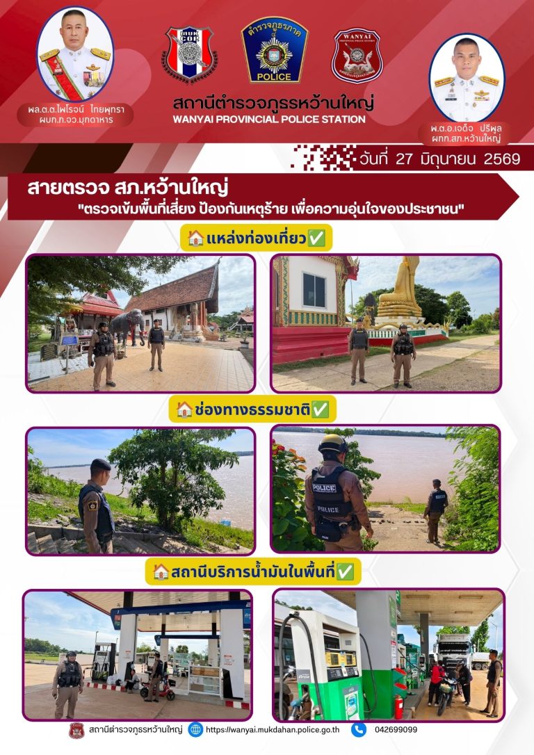 สภ.หว้านใหญ่ ตรวจเข้มพื้นที่เสี่ยง ป้องกันเหตุร้าย เพื่อความอุ่นใจของประชาชน 27 มิ.ย.69